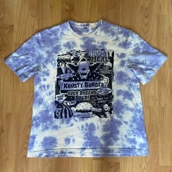 Vintage The Simpsons Men’s Krusty The Clown Purple Tie Dye T-Shirt Size XL - Picture 1 of 8